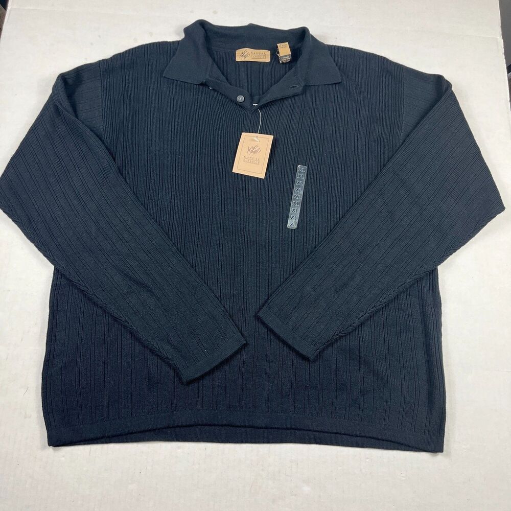 Lord & Taylor Casual Classic NWT XL Ribbed Knit Sweater Long Sleeve Black Work